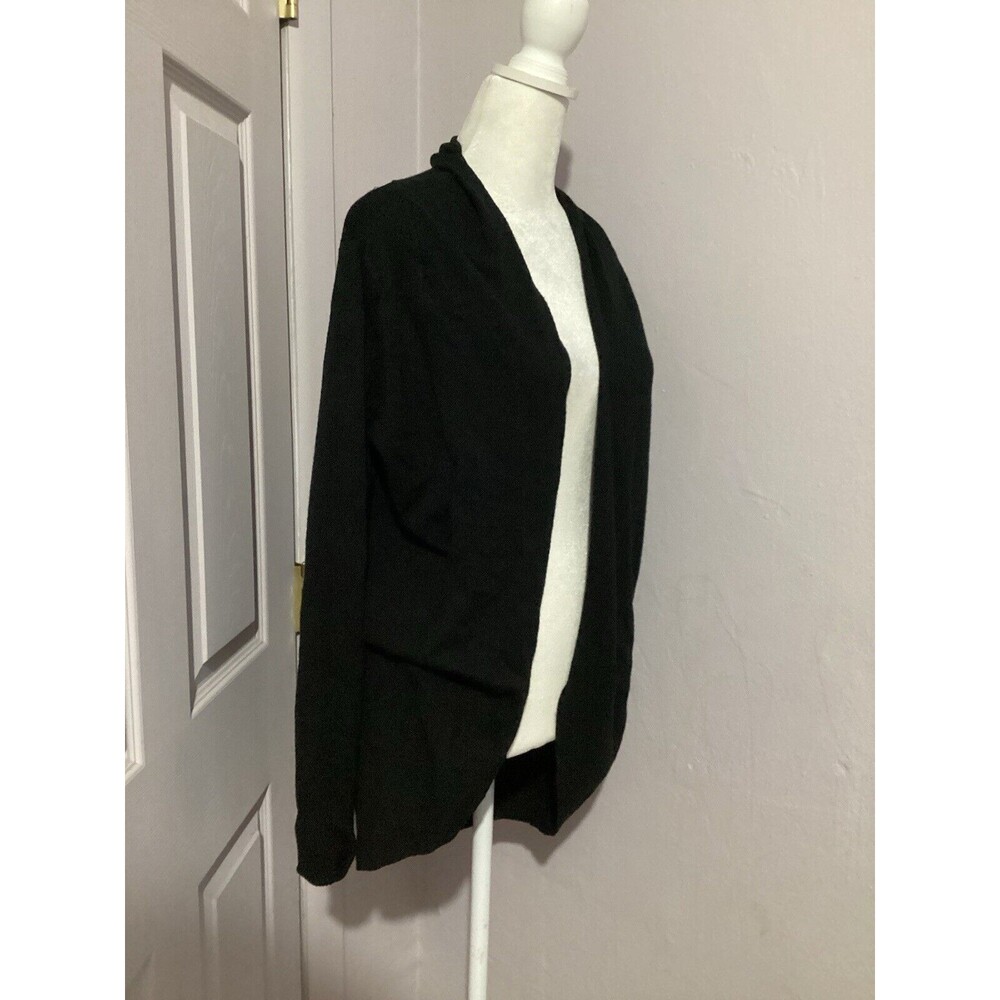 Dreamers Black Open Front Cardigan Cotton Blend Long Sleeve M